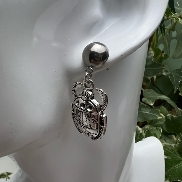 Egyptian Beetles Spiritual Statement Earrings  - Ancient  Spiritual Earrings - Picture 8 of 9